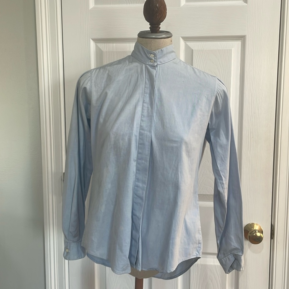Lands End pinpoint Oxford button-down shirt 100% cotton blue women’s size 10 USA
